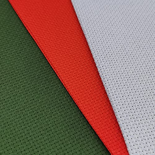 Image of KCS 3 pc of 12 inch x 18 inch 14CT Counted Cotton Aida Cloth Cross Stitch Fabric (Red+Pistachio Green vy dk+Light Blue)