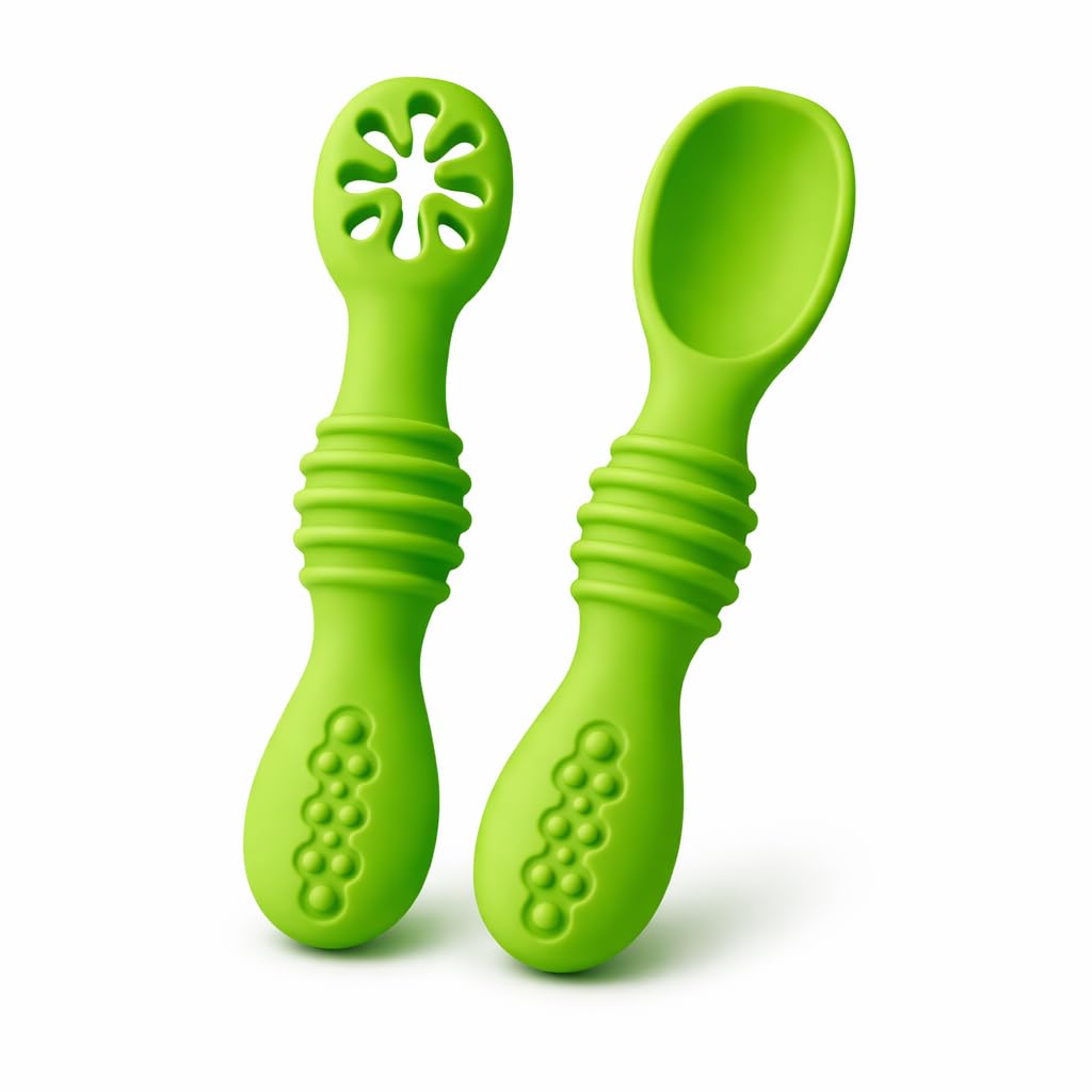 Chic Buddy Ultra Care Training Spoon Set,Silicone Baby Spoon for 6 to 12 Months Feeding, Gum-Friendly Design, Ideal for Self-Feeding & Teething Relief, Dual-Sided Spoon.