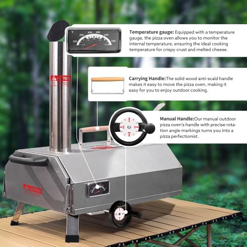 Semi-Automatic 12 Outdoor Pizza Oven Portable Wood Fired Pizza Oven Outdoor Cooking Pizza Maker Portable Pizza Oven for Authentic Stone Baked Pizzas