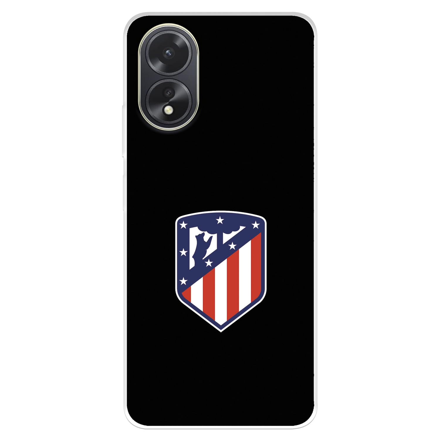 Funda para OPPO A38 - A18 Atlético de Madrid Escudo Transparente Fondo Negro para Proteger Tu Teléfono Móvil Funda de Silicona Flexible con Licencia Oficial Atlético de Madrid