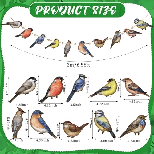Image of Cinnvoice Bird Garland Party Decoration Wood Hanging Bird Birthday String Decor 6.56 ft Rustic Tropical Rainforest Animal Garland Banner for Baby Shower Nursery Home Spring Summer Supplies