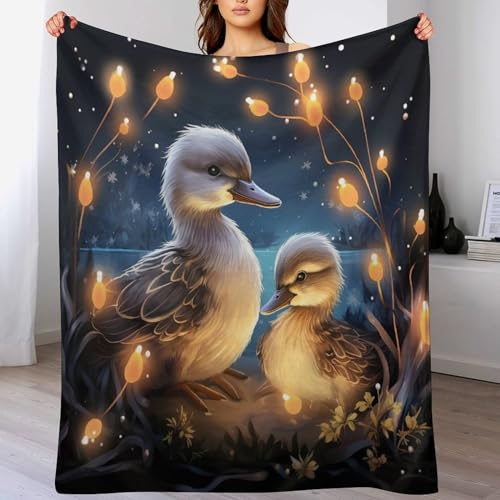 Manta de franela de forro polar suave con estampado de pato de 130x180cm 2