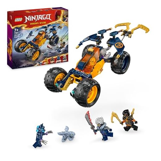 LEGO NINJAGO Arin’s Ninja Off-Road Buggy Car Toy, Dragons Rising Set with Dragon Figure and 4 Ninja Character Minifigures for 7 Plus Year Old Kids, Boys & Girls, Vehicle Model, Gift Idea 71811