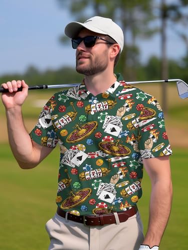 Image of PAGYMO Funny Golf Shirts for Men Crazy Printed Pattern Novelty Moisture Wicking Performance Mens Polo Shirt