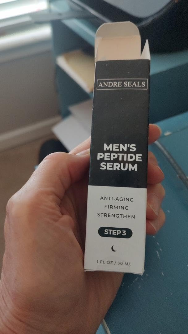 Andre Seals Face Serum for Men - Anti-Aging, Wrinkle Reduction & Collagen Boost with Multi-Peptide, Hyaluronic Acid, Green Tea & Vitamin E | Mens Skincare | 1oz | Night Time Face Serum
