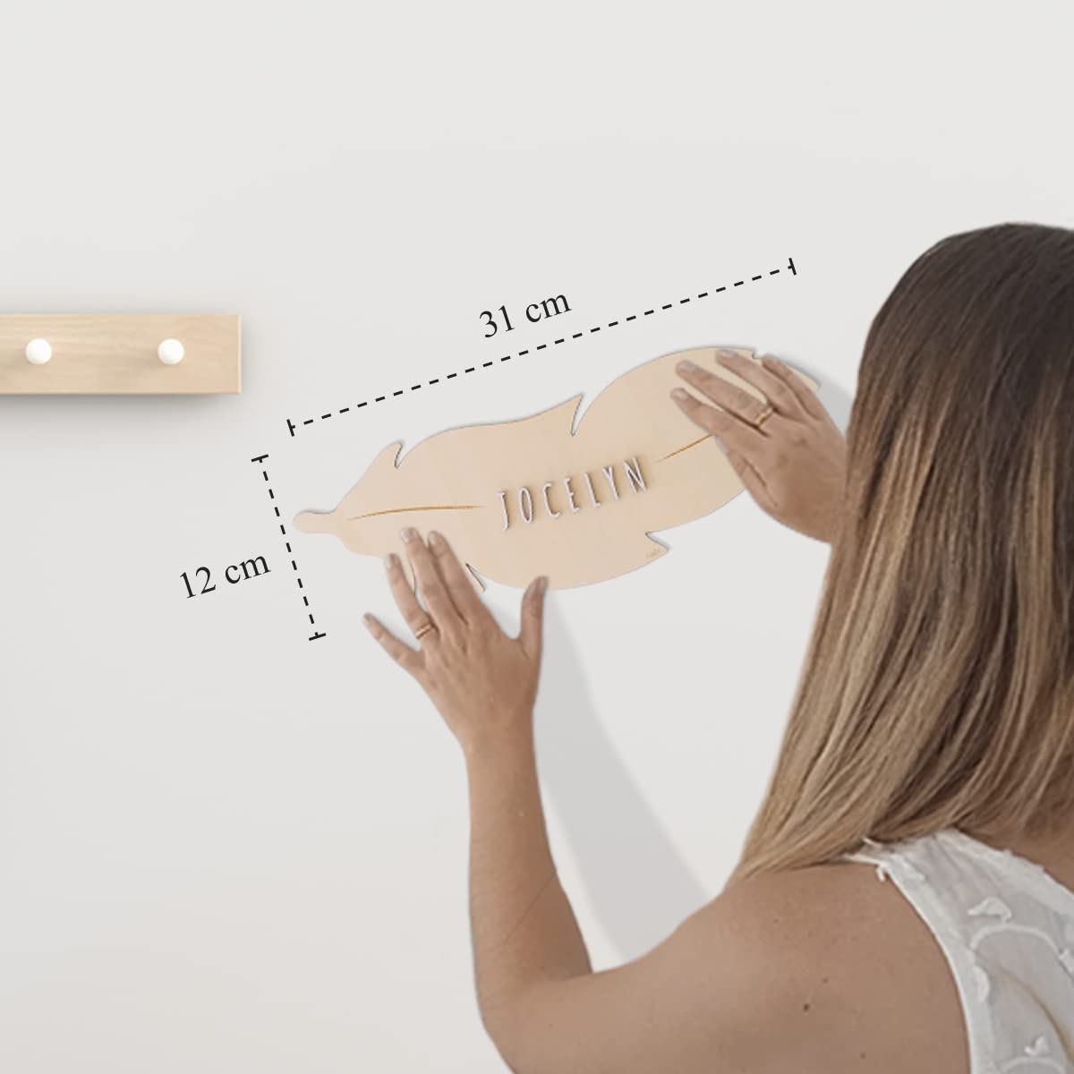 nagu® Prénoms en Bois Personnalisés | Plaque Décorative Grande Taille pour Chambre Bébé, Fille ou Garçon | Lettres Autocollantes pour Personnaliser le Prénom en Bois, Déco Murale