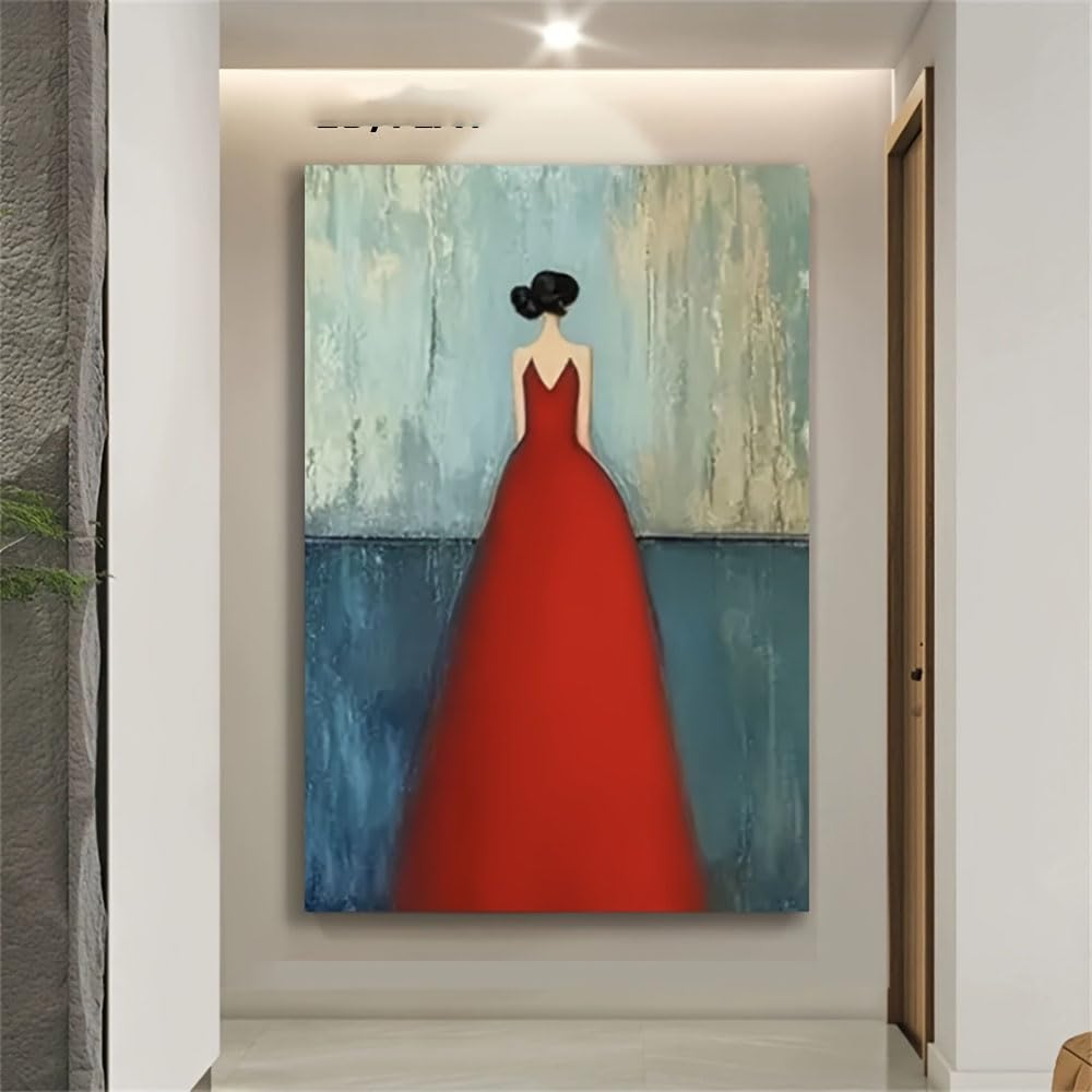 GKRXNZC Abstract Figure Texture Painting, Beautiful Girl Decor Canvas Wall Art for Living Room, Bedroom, Office, Bathroom, Hallway(35x45cm/14x22in(WxH)/No frame)