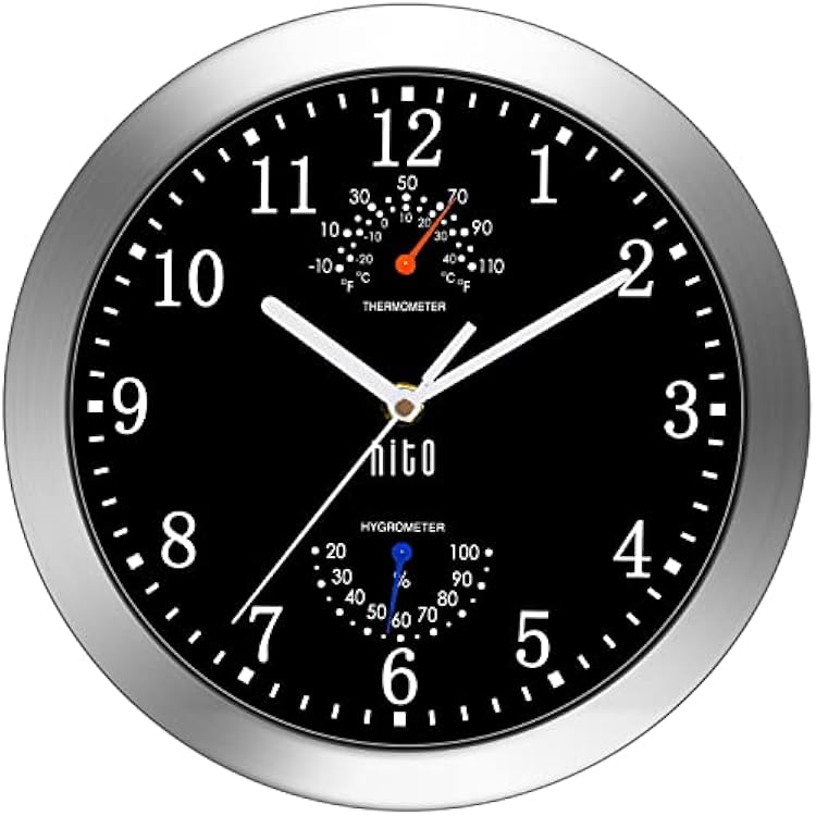 HITO 10Inch & 12Inch Silent Wall Clocks (Black & White)