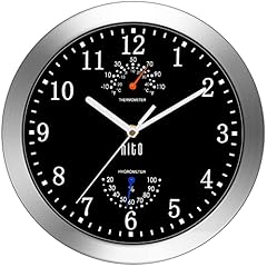 HITO 10 Inch Silent Wall Clock Battery Operated Non Ticking Glass Cover Silver Aluminum Frame, for photo HITO 10 Inch Silent Wall Clock Battery Operated Non Ticking Glass Cover Silver Aluminum Frame, for