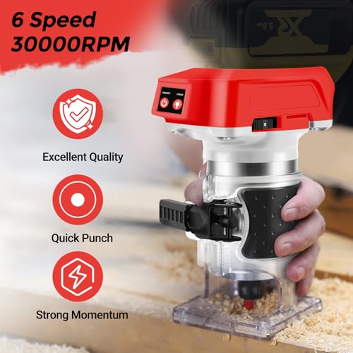 Cordless Palm Router for Milwaukee M18 Battery, Brushless Hand Held Edge Router Trimmer for Wood Working Slotting, Trimming, Carving 1/4" Collet (NO Battery) 3 Cordless Palm Router for Milwaukee M18 Battery, Brushless Hand Held Edge Router Trimmer for Wood Working Slotting, Trimming, Carving 1/4" Collet (NO Battery) - Image 3