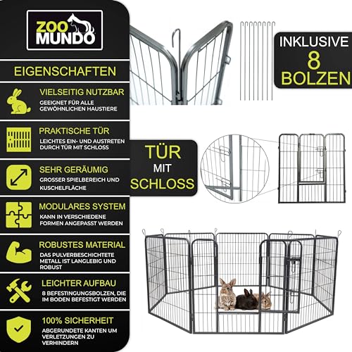 zoomundo Welpenauslauf 120cm hoch XXL Laufgitter Tierlaufstall Welpenkäfig Absperrgitter Freilaufgehege Welpenzaun 8-Eck