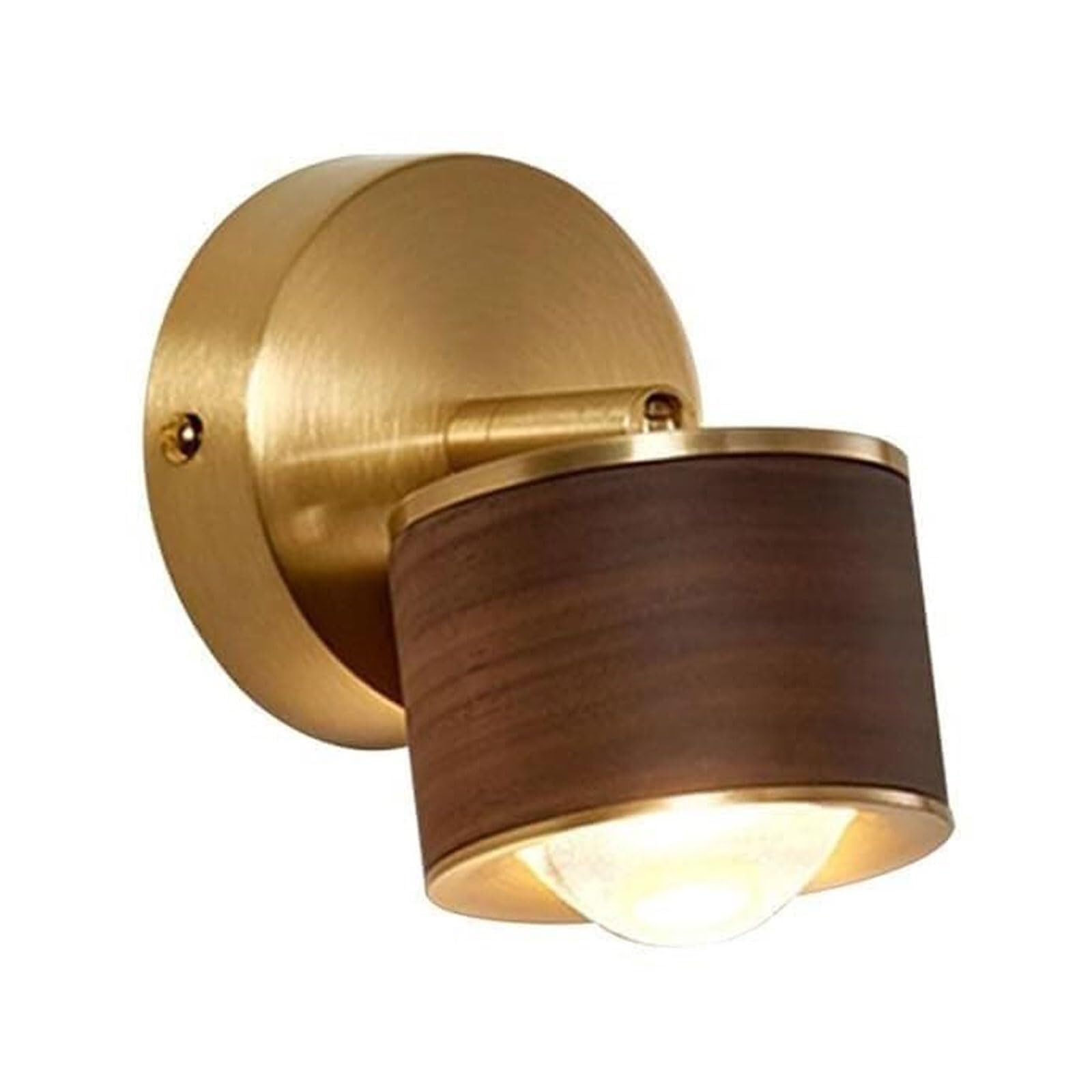 JYBNBBE Vintage Walnut Wall Sconce with LED Light Source, Crystal Lampshade, Elegant Bedside Wall Light for Bedroom, Corridor, Dining Room,7 * 4.4cm
