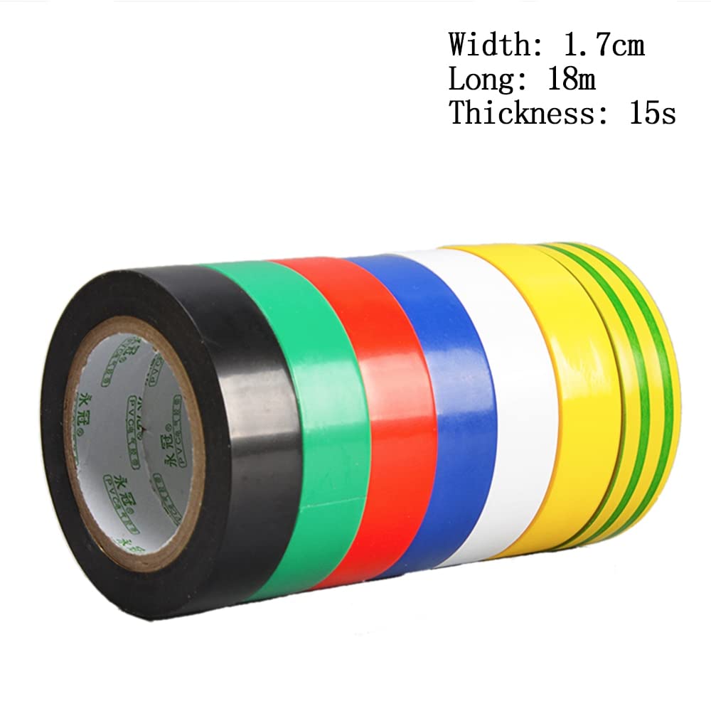 Nastro isolante elettrico, nastro elettrico, 7pcs nastro isolante colorato 1,7 cm * 18 m filo bendaggio elettrico impermeabile for isolamento