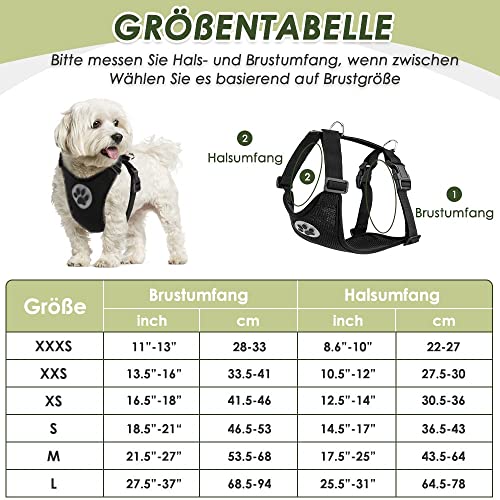SlowTon Hundegeschirr mit Sicherheitsgurt für Auto, atmungsaktives Geschirr Hund, Sicherheitsgurt mit 2 Karabinerhaken zur Befestigung am Sicherheitsgurt-Schnalle oder Kofferraum(Schwarz, M)