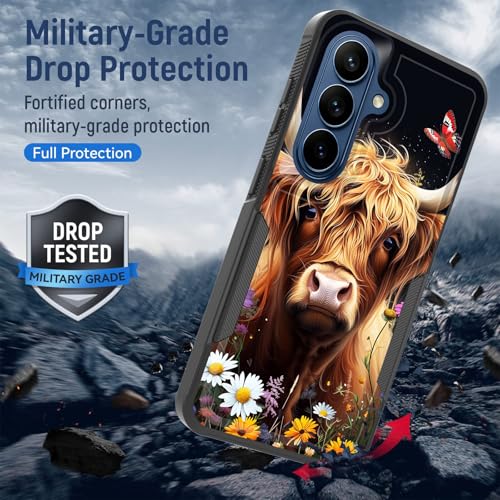 KJFHDJFDH for Galaxy S26 Plus Case,Dual Layer Hybrid Heavy Duty Rugged Shockproof Hard PC +Soft Silicone Protective Case for Samsung Galaxy S26 Plus 6.7" 2026,Cute Floral Highland Cow - image 6