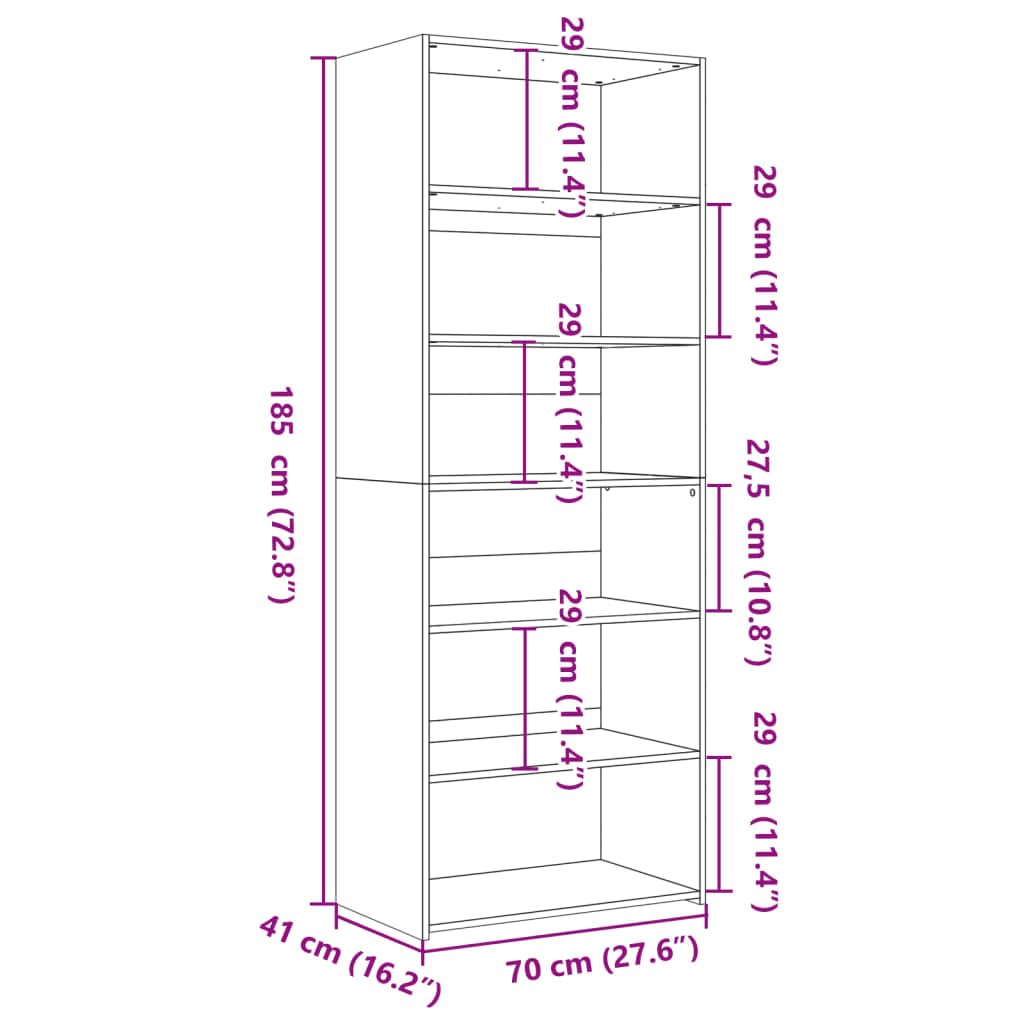 Mobiletto alto grigio Sonoma, 70 x 41 x 185 cm | Armadio moderno per soggiorno e corridoio con molto spazio, linee semplici e una superficie facile da pulire.
