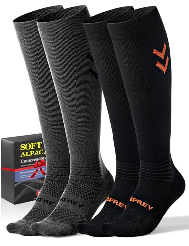 Bbfrey Soft Alpaca Compression Socks for Men & Women 18-25 mmHg - Microfiber Knit Alpaca Wool Socks for Hiking Travel Flying