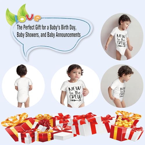 Funny New to the Crew Bodysuits, Toddler Boy Girl Newborn Cotton Romper Short Sleeve Jumpsuit Outfits 0-24 Months 5