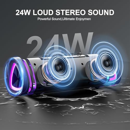 aowoka Bluetooth Speaker, 2025 Portable Wireless Speakers with Led Light, Bluetooth 5.4, 24H Playtime, Enhanced Bass, IPX7 Waterproof, Outdoor Speaker for Travel, Sport, Party, Biking. - 3