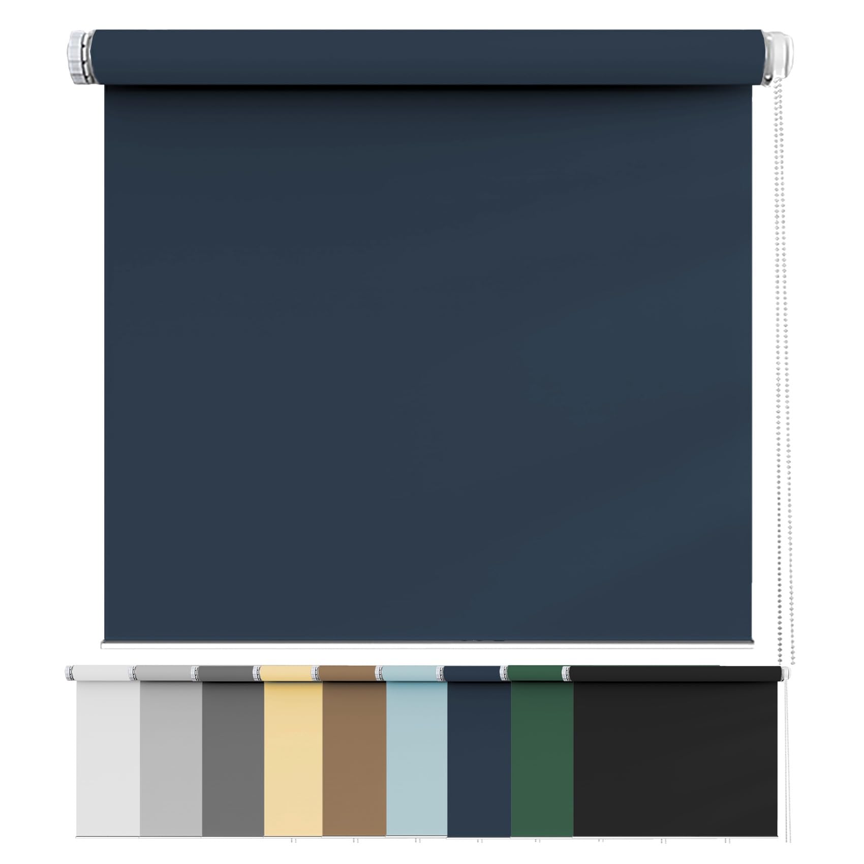No Drill Blinds Curtains 115 x 170 cm, UV Protection privacy protection Trimmable Roller Blind, with Aluminium Rail, for any Room, Navy Blue — image 1