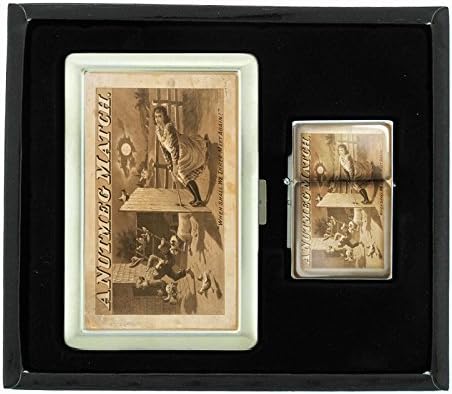 Cigarette Case Oil Lighter Gift Set Vintage Poster D-126 Nutmeg Match When Shall We Three Meet Again
