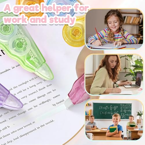 Wafuesh 12 Stück Korrekturroller Korrekturmaus, 4m X 5mm Korrekturbänder Set in 6 Farben Mit Schutzkappe, Ideal Für Schule, Büro Und DIY-Projekte – Perfekt Zum Korrigieren Von Schreibfehlern