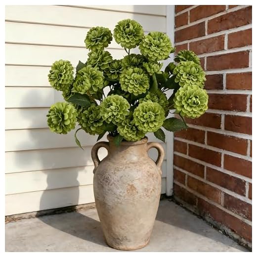12Pcs Fake Artificial Pompon Mums Flowers Indoor with Long Stems Ball Chrysanthemum Faux Silk Flowers for Vase Floral Arrangement for Spring Home Decor Centerpieces for Table Kitchen Decoration