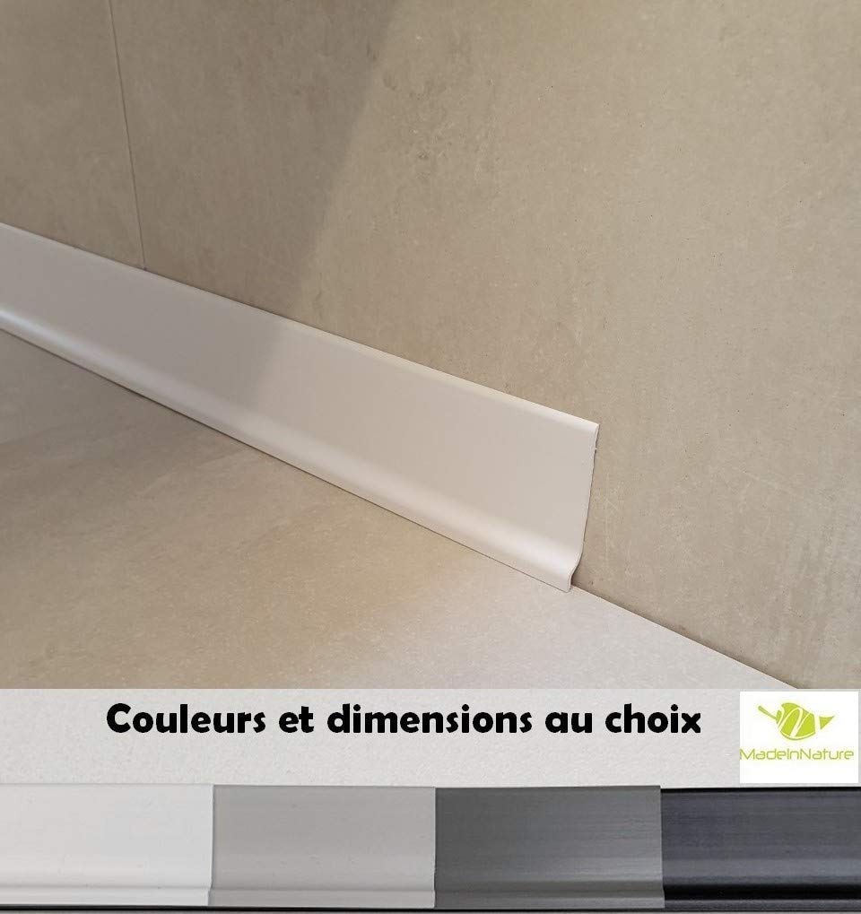 MadeInNature®, battiscopa flessibile in PVC di alta qualità, bianco, grigio chiaro, grigio scuro, nero, altezza 70 mm, lunghezza a scelta (50 ml, nero)