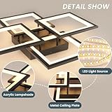 CANEOE LED Deckenleuchte,Dimmbar mit Fernbedienung & APP 4-Quadrat Deckenleuchte 55W 5000LM, Schwarz Deckenlampe für Wohnzimmer, Schlafzimmer, Küche, Flur, Balkon, Esszimmer, 3500-6500K