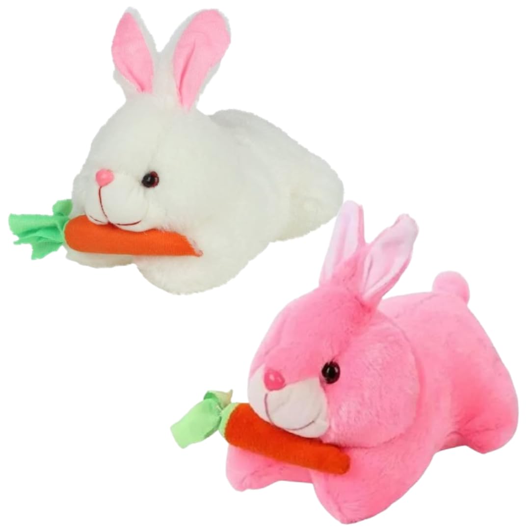 Carrot Rabbit Soft Toy - (Random 1pcs.) 22cm Cute Rabbit Plush Stuffed Animal for Kids, Babies, Boys & Girls | Adorable Bunny Soft Toy for Home Decor