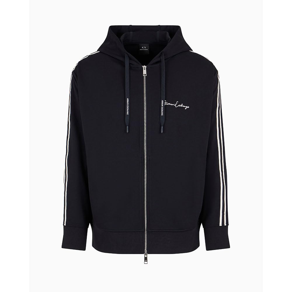 Armani Exchange Essential, Logo Signature, Full Zip Felpa con Cappuccio Uomo (Pacco da 1)