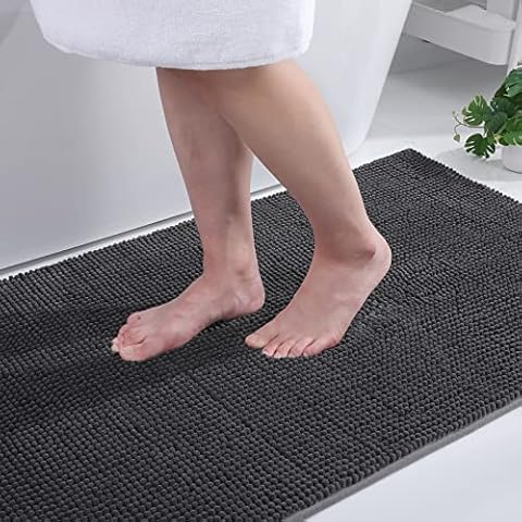 Homaxy Chenille Badezimmerteppich rutschfeste Badematte Waschbar Badteppich Weich Badvorleger Saugfähige Duschvorleger Cover