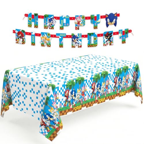 Sonic Birthday Party Decorations - Banner and Table Cloth