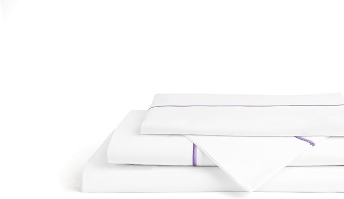 Linen Home 100% Cotton Percale Sheets Queen Size, Silver, Deep Pocket, 4 Pieces Set - 1 Flat, 1 Deep Pocket Fitted Sheet and 2 Pillowcases, Crisp Cool and Strong Bed Linen