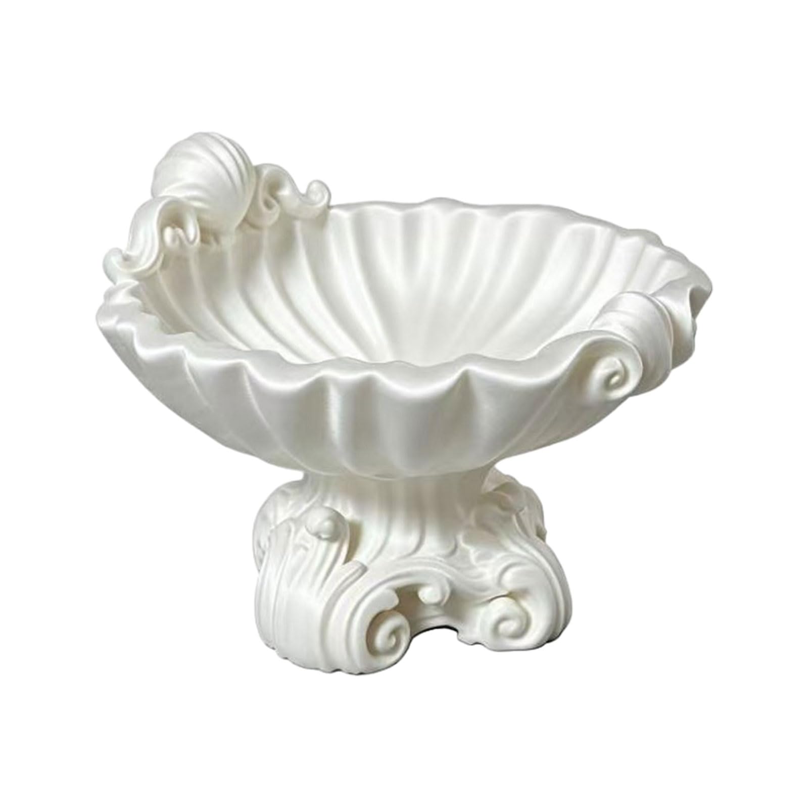 Pasisuu Matte White Jewelry Tray – French Retro Shell Design Organizer for Watches Cosmetics Keys, Elegant Tabletop Catchall for Dressing Table Entryway White