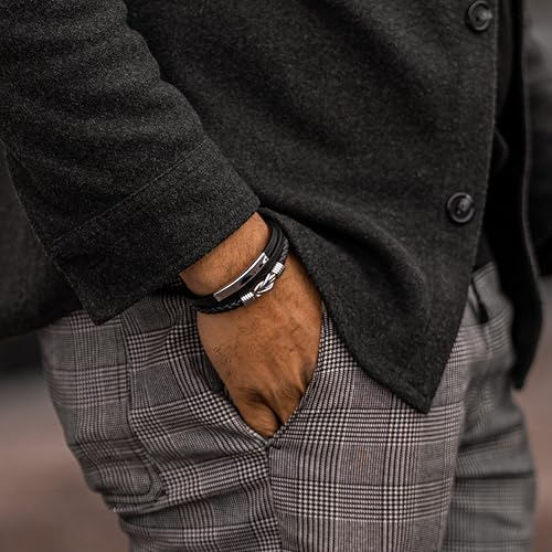 Image of SERASAR Premium Leather Bracelet Men | Stainless Steel Magnetic Clasp | Three Colors | Jewelry Box Included