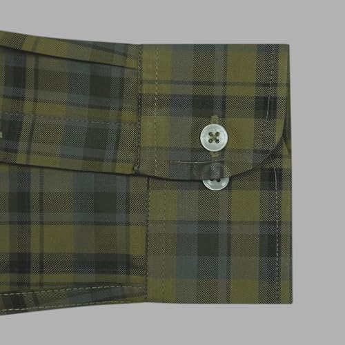Image of GHPC 100% Cotton Plaid Checks Full Sleeves Regular Fit Formal Shirt for Men