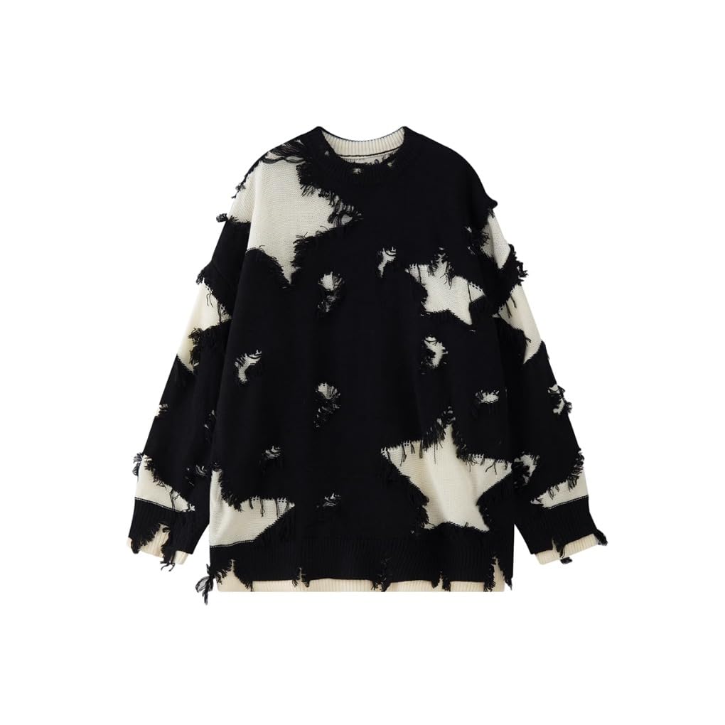 Gothic Sweater Emo Sweater Y2k Star Womens Men Punk Loose Oversized Ripped Pullover Knit Sweaters Emo Cloth Gothic
