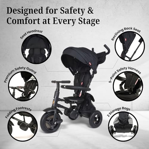 Image of Rito Premium Folding Stroller & Toddler Bike, Air Tires, Midnight Edition