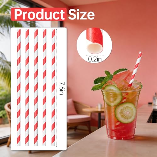 Pitillos desechables de papel rojo y blanco, pack 100 miniatura 2