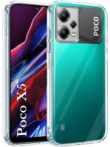 Image of Jkobi Back Cover for Xiaomi Poco X5 5G (Silicone Clear Shockproof Case with Camera Protection | Soft and Flexible | Transparent)