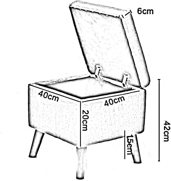 Repose-Pieds Ottoman Rectangulaire, Tabouret Bois Massif Rouge