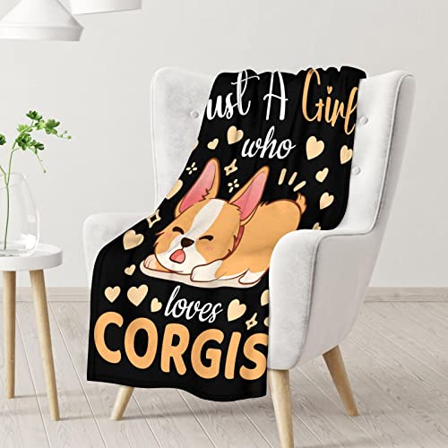 Corgi Blanket Gifts - 40"x50" Cute Throw for Adults, Kids - Black Soft Fuzzy Blankets for Bed, Couch & Living Room