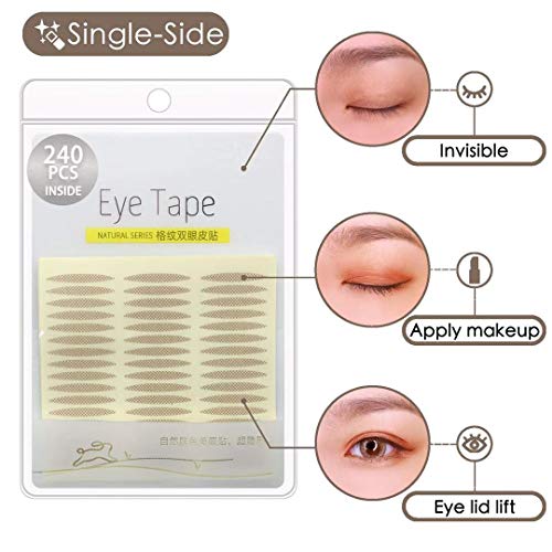 240pcs Invisible Eyelid Tape Double Eyelid Sticker(Sticky on One Side), Instant Eye Lift Strips for Hooded, Droopy, Uneven, or Mono-eyelids, Medium Size - Thumbnail 3