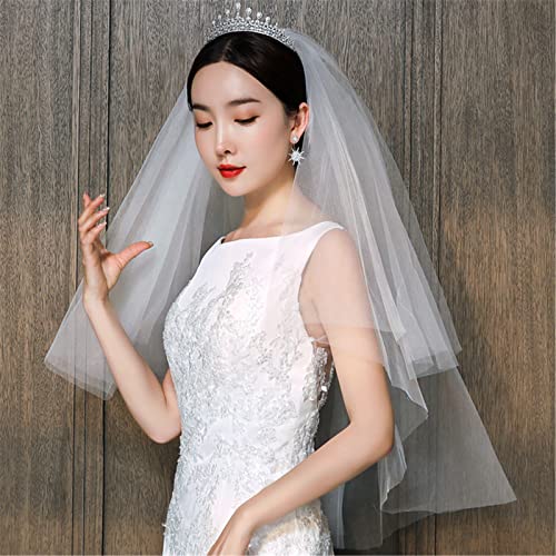 sandonge Brautschleier Hochzeit,Brautschleier aus Tüll mit Kamm,Schlichter weißer Elfenbein-Tüll für Damen,Kurze Schleier für Bräute,Dusche,Junggesellenabschied,Junggesellinnenabschied,Kostüm Cover