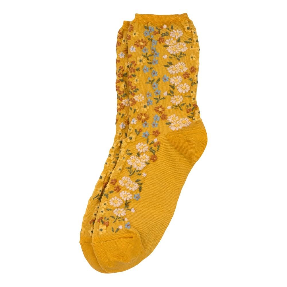 Socks cotton & spandex embossed blooming garden yellow by JOE COOL