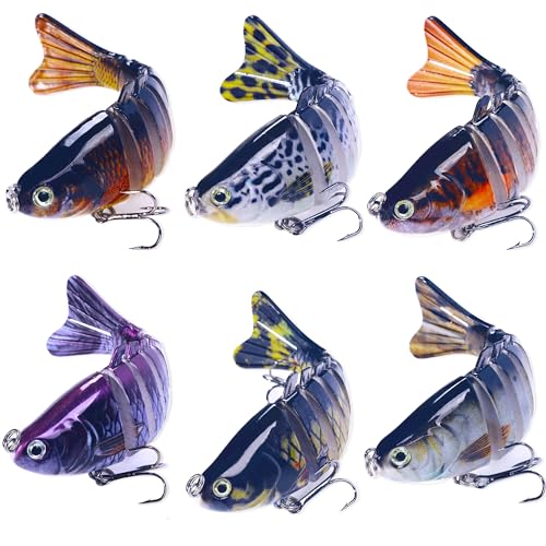 Zenthique Topwater Swimbait Lures for Bass Trout Crappie Pike Walleye - Lifelike Action Freshwater Saltwater Artificial Fishing Bait with Storage Box