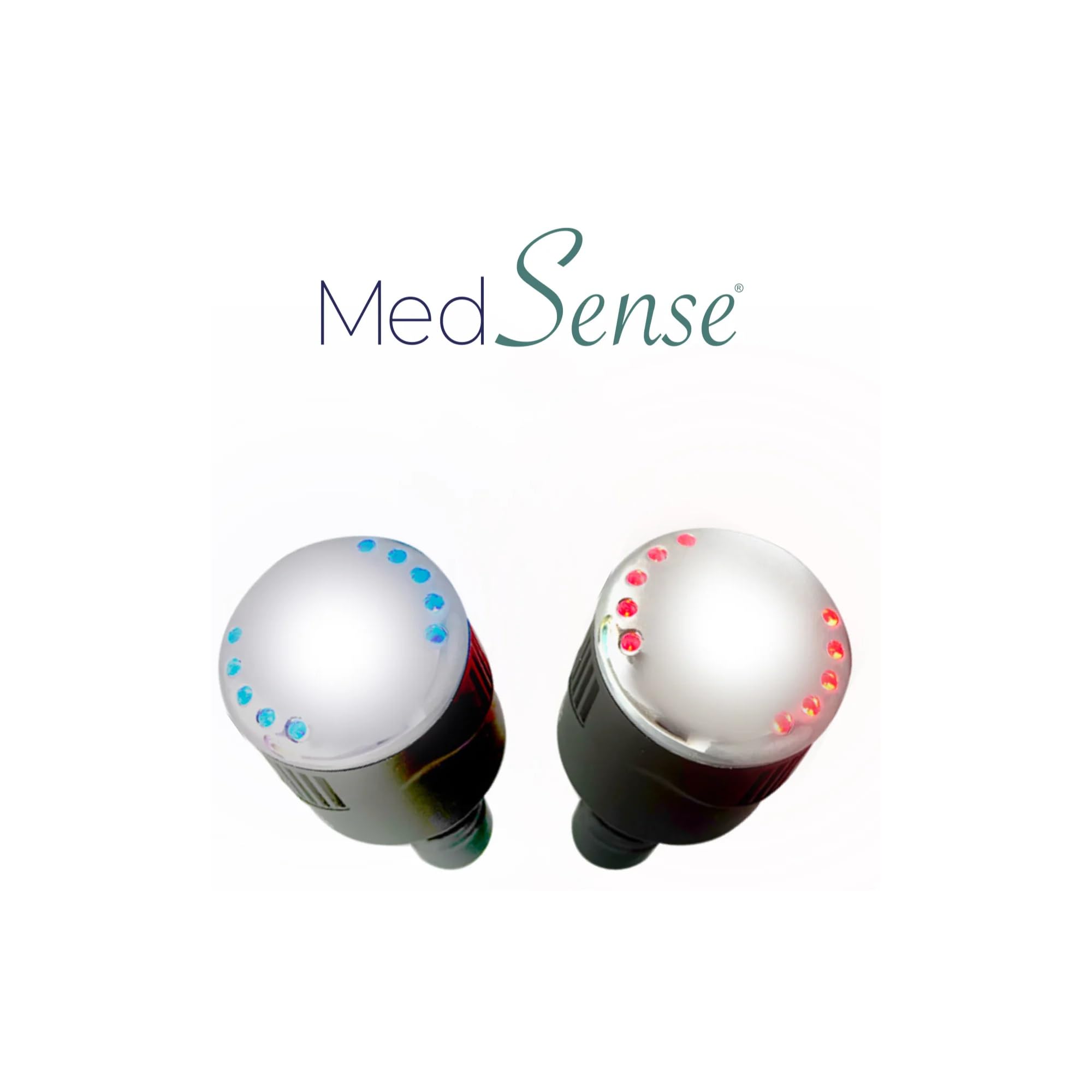 Medsense Absolute Power - Road Warrior Massagepistole mit LuminaTherm Aufsatz (Rot/Blaues Licht + Heiß/Kalt) - Deep Tissue Percussion Massagegerät, USB-C Aufladung, 5 Stunden Akku, 5 Jahre Garantie