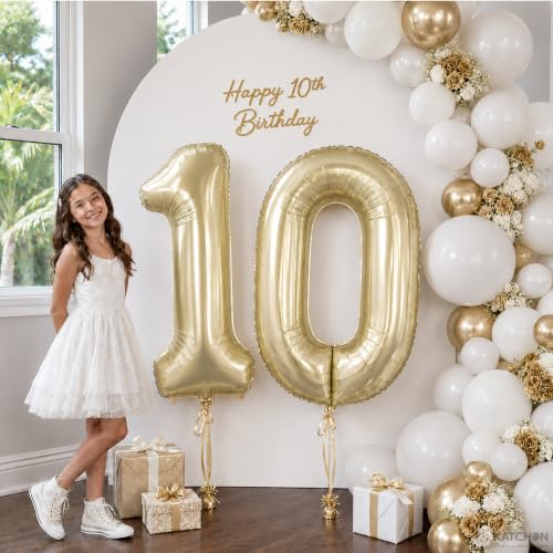 Image of KatchOn, Number 0 Balloon, 40 Inch Champagne Gold Foil Number Balloon