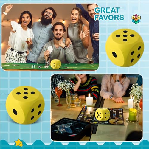 Image of Big Dice Cube for Games, Six Sided Dice, 5Cm Yellow Big Cube with Black Color Dots, Interesting Large Block Building Blocks, Decorative Dice, Board Game Enthusiasts, Tabletop Games Players
